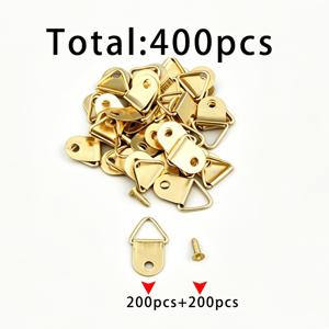 TEMU 400개 200개 소형 골든 후크 + 200개 2x8 골든 나사, 400개 블랙 단일 구멍 삼각형 액자 걸이 후크, 철제 사진 액자 걸이 링, 장식용 액자, 거울, 시계 벽걸이용 하중 지지형 후크판, 주택 전체용 벽걸이 하드웨어 액세서리