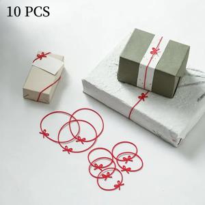 10개 보우노트 포장 밴드 패키징 레드 로프 타이 웨딩 파티 선물 DIY 장식 리본 보우 스트랩 고무 밴드