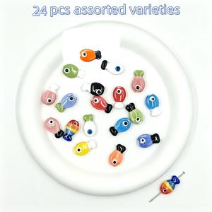 TEMU 혼합 색상 세라믹 물고기 구슬 24개 DIY 공예 용품, 공예 재료, 의류 장식, 액세서리, 목걸이, 팔찌, 귀걸이, 가방 고리용 수제 구슬 부품, 구슬 모음