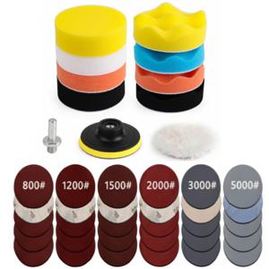 TEMU 41/59개 헤드라이트 복원 리스토어 키트 차량 광택 디스크 3인치 75mm 차량 왁스 스펀지 샌딩 패드 (차량 미용 디테일 처리용 사포 포함)