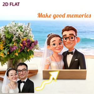 TEMU 2D 평면, [맞춤 제작] 개인화 3D 만화 아크릴 명판 - AI 디자인 맞춤 사진 프레임, 선명한 색상, 커플을 위한 완벽한 발렌타인데이 선물, 탁상용 장식 | 만화 스타일 초상화 | 내구성 있는 아크릴, 발렌타인데이 장식, 커플 기념품, 모던 디자인, 고품질 인쇄, 기념일 선물