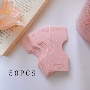 TEMU 50개 핑크색 왕관 패턴 접이식 카드, 헤어 액세서리, 목걸이, 팔찌 및 DIY 포장용