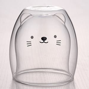 창의적 귀여운 곰돌이 이중 레이어 커피 머그 이중 유리컵 만화 동물 우유 유리 레이디 귀여운 선물 크리스마스 선물 201-300ml