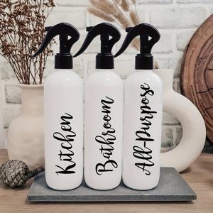 TEMU 3개 팩 청소 스프레이 병 500Ml/16Oz 방수 라벨이 있는 빈 플라스틱 스프레이 병 (청소 용액용)