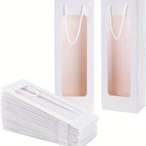 12pcs, 창 와인 선물 가방, 와인 병, 꽃 및 기타 선물을위한 키가 큰 종이 와인 가방, 새해 생일 집들이 저녁 파티를위한 갈색 선물 가방