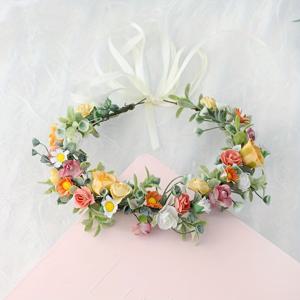 TEMU 봄/여름 신상 컬러풀 장미 왕관 머리띠, 데이지 물풀 헤어 액세서리, 파티 선물, 웨딩 사진용 화환