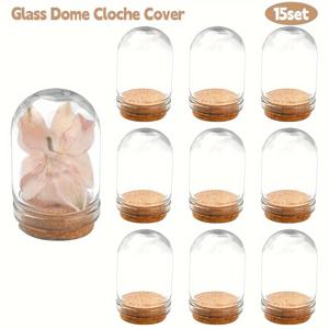코르크 받침이 있는 15개의 투명 유리병, 미니 보관용기, 드라이 플라워 디스플레이, 파티 선물, DIY 공예용 작은 병