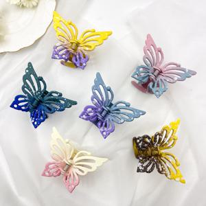 TEMU 6pcs 대형 별하늘 컬러 그랩 클립 세트, 스위트 홀로우 나비 머리핀, 그라데이션 상어 클립, 어른용 뒷머리 스푼, 샤워 헤어 액세서리 여성 헤드웨어