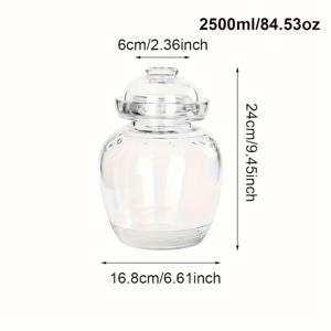 TEMU 싱글 피스, 2500ML 유리병, 젓갈, 김치, 양배추 발효용으로 디자인됨, 주방용으로 적합