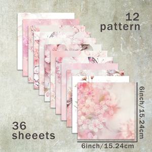 TEMU 6인치 핑크 나비 꽃 배경 스크랩북 용지 36매, 불렛 저널, 정크 저널, 카드 배경, 사진 앨범 및 공예에 적합