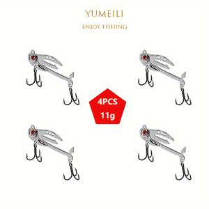 TEMU 4개입 루어 하드 베이트 3구 VIB, 시뮬레이션 물고기 눈 메탈 VIB 낚시 루어 (소프트 베이트 삽입 가능)
