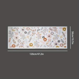 TEMU 1개 인조 캐시미어 카펫, 1200Gsm TPR 워셔블 베이스, 두꺼운 워셔블, 산뜻한 시골 식물 실내/외 러닝 러그, 코티지 플로럴 수채화 디자인의 양면 사용 가능한 러그, 미끄럼 방지 및 침실/게스트룸용 베드사이드 매트