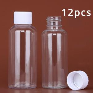 12개 30ml 빈 재사용 가능한 투명 플라스틱 병, 스크류온 캡 포함, 토너 및 로션 여행용 화장품 용기