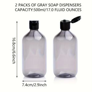 TEMU 2개 세트 플립탑 디스펜서 병 500ml & 300ml - 로션, 샴푸, 비누용 재충전 가능 플라스틱 용기 - 여행 및 욕실 필수품, 정밀 스파우트 디자인, 홈 오거나이제이션, 스타일, 내구성 있는 구조, 액체 컨테이너, 라이프스타일