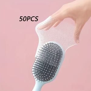 빗 청소용 메쉬 50개, 에어 쿠션 빗, 에어 블래더 컬링 빗 청소 도구, 원통형 빗 청소용 메쉬