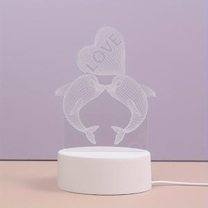 TEMU 1개 창의적인 발광 돌고래 패턴 야간 조명, 발렌타인데이 선물, 3D 하트 모양 야간 조명, 침실 침대 옆 램프, 홈 데코 야간 조명, 탁상용 장식 램프, 데스크탑 장식품, 휴일 장면 장식, 파티 장식 조명, 분위기 조명