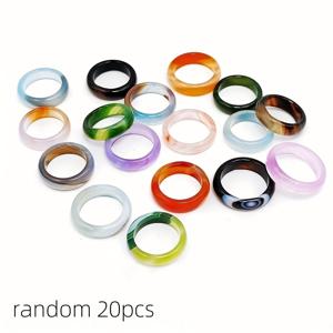 TEMU 랜덤 믹스 레트로 멀티컬러 천연석 아게이트 남성 여성 반지 6mm 아게이트 웨딩 반지 매력적인 주얼리 도매 천연 아게이트 반지 밴드 커플 반지 페어 반지 테일 링 원형 선물