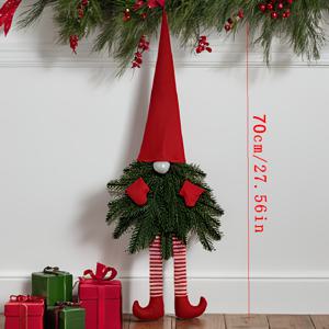 TEMU 27인치 페스티브 크리스마스 리스 - 폴리에스터, 전원 불필요, 깃털 없는 도어 장식, 할로윈