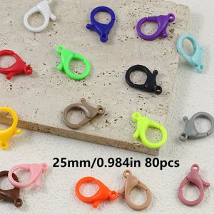 15X25mm/21X35mm 80개 혼합 색상 플라스틱 랍스터 걸쇠 키링 스프링 버클 원형 오픈 이어폰 케이스 가방 키링 주얼리 재료 추가 주얼리 버클