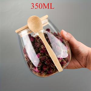 TEMU 2개 세트(병 1개 및 스푼 1개): 스푼 포함 밀폐형 유리 보관 용기 - 커피, 설탕, 차, 소금, 사탕, 향신료에 적합 | 가정, 레스토랑, 푸드트럭을 위한 이상적인 주방 정리함