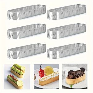6개입, 타원형 케이크 몰드 링, 13.0Cm X 4.5Cm, 무스 케이크 링, 링, 팬케이크 몰드, 베이킹 도구, 주방 가제트, 주방 용품, 홈 주방 용품