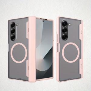 TEMU 휴대폰 케이스 - 삼성 Zfold6 프로스트 휴대폰 케이스 투명 컬러 후면 플레이트 케이스 필름 일체형 스크린 올인원 힌지 양면 보호 케이스 MagSafe 마그네틱 무선 휴대폰 충전 케이스
