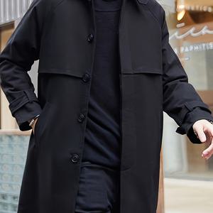 TEMU 유피 영국 스타일 남성용 미드 기장 트렌치 코트, 신상 가을/겨울 고급 라펠