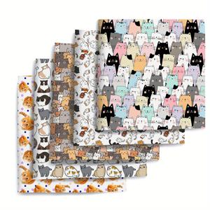 5개/세트 7.87 X 7.87인치 (20 X 20cm) 강아지 고양이 동물 재단 퀼팅 원단 패치 쿼터 원단 묶음, 패치워크, 공예 프로젝트, 지갑 제작용 폴리에스터 퀼팅 사각형