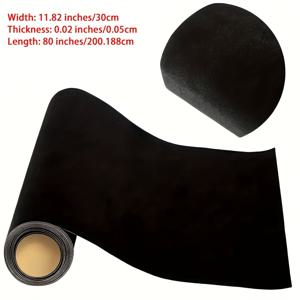TEMU 1롤 자체 접착식 블랙 벨벳 플록 라이닝 울 테이프, 11.82 X 80 인치 – 부드러운 필앤스틱 패브릭, 보석 서랍, DIY 프로젝트 및 미술 용품에 적합, 골드 테두리 디자인
