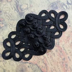 수제 대형 골드 매듭 잠금 장식, 크기 19.5*10cm, 바로크 개구리 매듭 자수, 빈티지 스티칭, 의류 장식에 적합