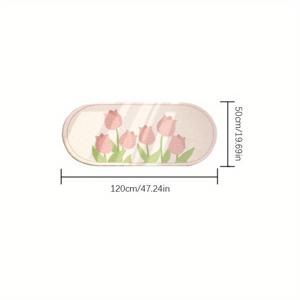 TEMU 침실 장식용 핑크 튤립 플러시 러그, 1000Cm X 10Mm, 크림 스타일 INS 플로럴 롱 카펫 (거실용), 미끄럼 방지 부드럽고 푹신한 워셔블 매트 (홈 라운지용)