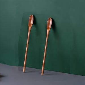 2개 세트, 나무 믹싱 스푼, 긴 손잡이 커피 스푼 티스푼, 요리용 믹싱 스푼, 꿀 스푼, 주방 도구, 저렴한 주방 용품