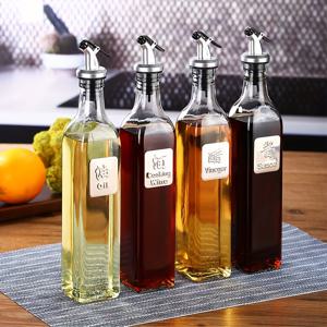 TEMU 4개 500ml 유리 올리브 오일 병 소금 디스펜서 세트, 주방 요리 베이킹용 드립 스파우트 포함, 주방 용품, 주방 도구, 주방 용품