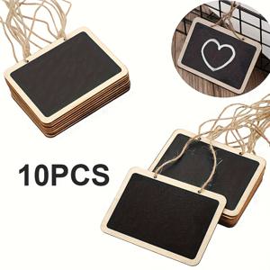 TEMU 나무 행잉 미니 칠판 전시판 10개, 생일/졸업 시즌/여름/가을/겨울/크리스마스/추수감사절/아버지의 날/어머니의 날/결혼 시즌 장식품/가정 장식/매장 및 기타 다용도 장면 장식용. 크리스마스 장식, 메시지 보드, 장식용 악센트, 매장에서 제품 정보 표시 및 분위기 연출에 적합. 내용물을 자유롭게 작성 가능