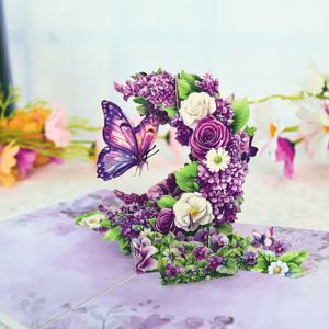TEMU 1개 우아한 보라색 나비 & 꽃무늬 달 3D 팝업 카드 - 수제 종이 초대장 (생일, 기념일, 결혼식, 어버이날, 발렌타인데이, 스승의 날) - 할로윈, 크리스마스 이벤트 & 파티 용품, 전기 불필요