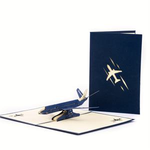 TEMU 아빠를 위한 3D 팝업 비행기 축하 카드 - 레이저 컷 블루 & 골든 디자인, 종이와 3D 효과, 생일 및 특별한 날을 위한 완벽한 아버지의 날 선물, 기하학적 패턴, 정교한 접기