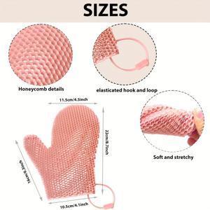 핑크 TPU 소재 얼굴 및 바디 벌집 장갑, 혁신적인 생산 공정, 3D 벌집 직조 구조 (비주사형 몰드); 통기성 및 부드러운 촉감, 높은 탄성으로 바디 샤워 빠른 건조에 적합