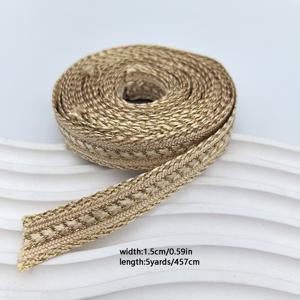 TEMU 5 야드 골드 자수 레이스, 직조 리본 장식 레이스, DIY 수제 장식 액세서리