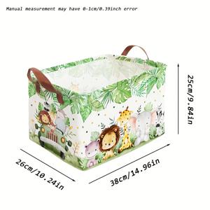 TEMU 직사각형 선반 박스 바구니 동물 선물 바구니 헴퍼 수납함 옷 책 정리함 (정글 사파리), 빨래바구니