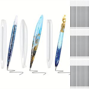 TEMU 3개 세트 레진 펜 몰드 + 45개 잉크 리필, DIY 공예 및 학생 선물용 볼펜 실리콘 몰드 & 레진 캐스팅 몰드