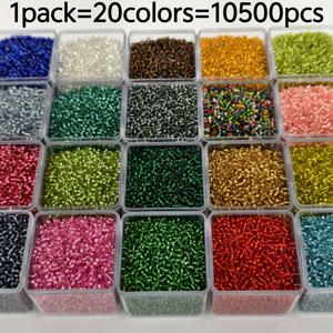 TEMU 2mm 은색 충전재 유리 씨드 구슬 10500개, 20가지 색상, DIY 주얼리, 팔찌, 목걸이, 귀걸이, 공예용 장식 구슬에 특히 적합, 우정 선물 및 창작 프로젝트에 이상적