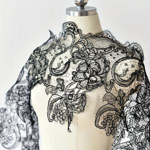 TEMU 원사이즈 블랙 앤 화이트 피쉬넷 레이스 웨딩 드레스 액세서리, 폭 28cm
