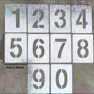 TEMU 10개/세트 0-9 직사각형 철제 아트 디지털 몰드, 속이 빈 레터 템플릿, 다양한 용도, 자유로운 조합, 벽 및 바닥 스프레이 페인팅, 재사용 가능