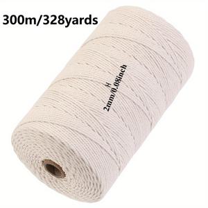 TEMU 300m/328yd 고품질 화이트 브레이드 로프, 2mm 두께, 폴리에스터 제작, 내구성 강함 - DIY 공예, 홈 데코, 식물 걸이, 벽 장식, 선물 포장, 크리스마스, 웨딩 장식에 완벽