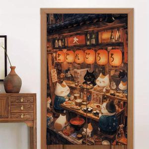 TEMU 1개 일본식 커튼, 34인치 x 56인치 복도 파티션 커튼, 일본 레스토랑 요소 포함, 홈 욕실 침실 주방 장식용