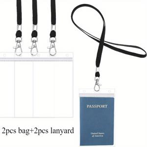 TEMU 2개 카드 홀더 + 2개 랜야드, 초대형 초박형 투명 내구성 PVC 여권 보호대 소프트 품질 전시 작업 ID 버스 카드 캠퍼스 ID 카드 홀더 학생 카드 여권 카드 홀더