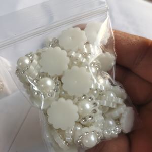 TEMU 50개 화이트 펄 & 라인스톤 꽃 장식 - 요정 테마 레진 플랫백 DIY 스크랩북, 웨딩 데코, 네일 아트, 수제 헤어 액세서리용