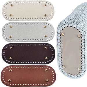 4개 인조 가죽 크로셰 가방 삽입물 - 22X10Cm 직사각형 베이스, 금색 아일렛 포함, 수제 지갑 및 토트백용, 베이지색, 은색, 다크 브라운, 브라운 색상으로 제공, 공예 추가품 | 장식용 아일렛 | 튼튼한 손잡이
