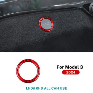 TEMU Tesla Model Y 2025 Model 3 Highland 2024 리얼 소프트 카본 파이버 스티커 차량 트렁크 스위치 버튼 실내 장식, 배터리 없음