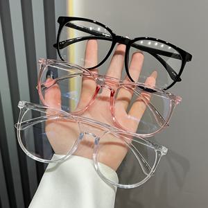 TEMU 3개 레트로 클래식 패션 안경 세트 - 블랙, 투명 핑크, 투명 라운드 풀 프레임 TR 폴리카보네이트 소재, 스트리트 스타일, 뮤직 페스티벌, 파티 및 사진 촬영에 적합, 트렌디 안경, 파티용 아이템